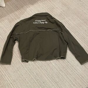 Green Crop Button Jacket